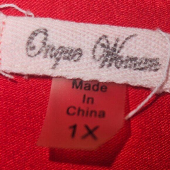 Red Sequin Holiday Party Occassion Top 1X, 3/4 jersey Sleeve - Picture 3 of 4